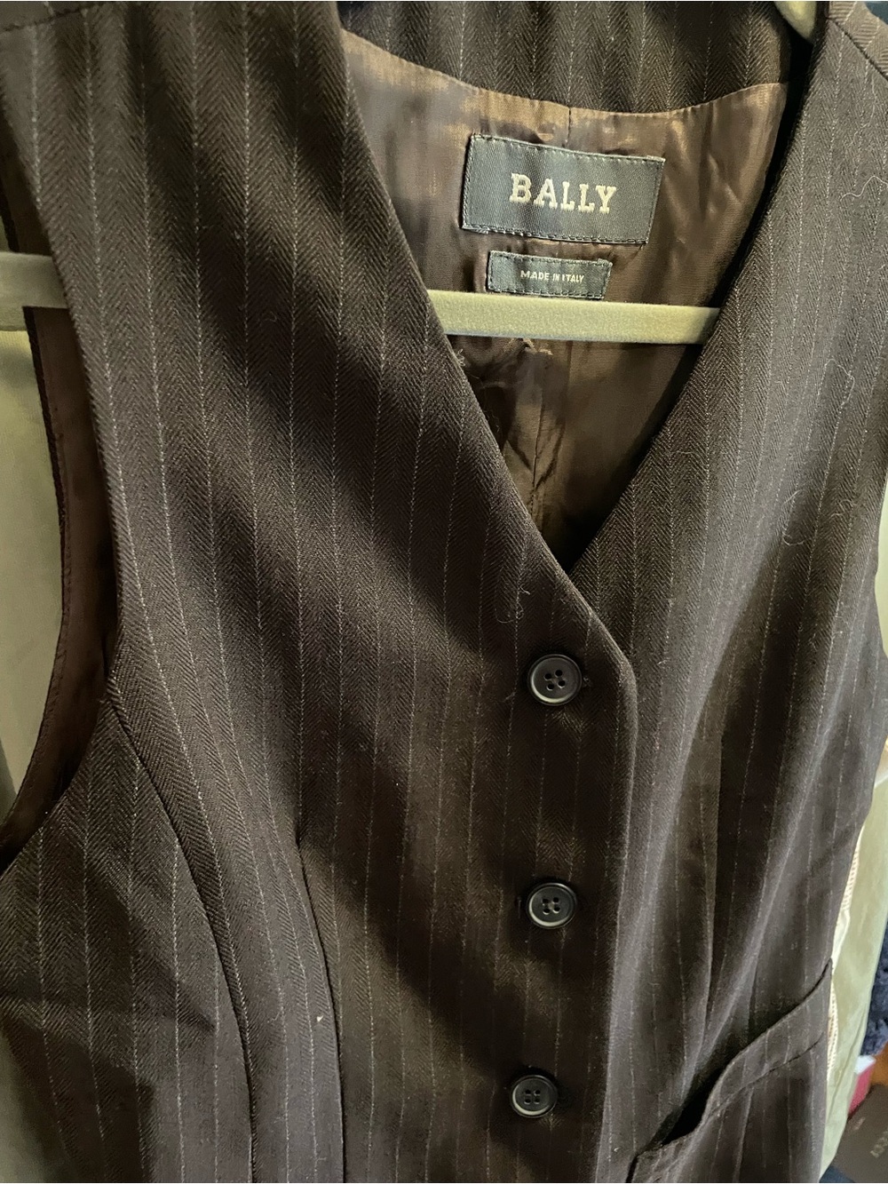 Bally Brown Pinstripe Button-Front Midi Dress - Picture 8 of 13